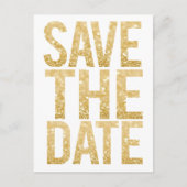 Gold Glitter Typografie Save the Date Briefkaart (Voorkant)