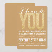 Gold Glitter Typography Afstuderen Hartelijk dank Bedankkaart (Voorkant / Achterkant)