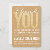 Gold Glitter Typography Afstuderen Hartelijk dank Bedankkaart (Voorkant)