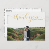 GOLD GLITTER TYPOGRAPHY WEDING DANK JE BRIEFKAART (Voorkant / Achterkant)