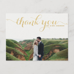 GOLD GLITTER TYPOGRAPHY WEDING DANK JE BRIEFKAART