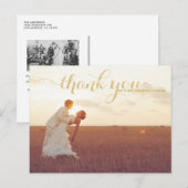 GOLD GLITTER TYPOGRAPHY WEDING DANK JE BRIEFKAART (Voorkant / Achterkant)