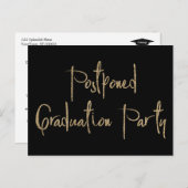 Gold Glitter Uitgesteld Afstudeerfeest Zwart Briefkaart (Voorkant / Achterkant)