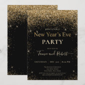 Gold Glitter - Uitnodiging van Eve-partij in nieuw (Voorkant / Achterkant)