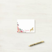 Gold Glitter Unicorn | Aangepersonaliseerde Floral Post-it® Notes (Op bureau)
