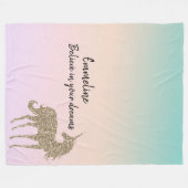 Gold Glitter Unicorn Aqua Peach Pink Ombre Tie Dye Fleece Deken (Voorkant (Horizontaal))