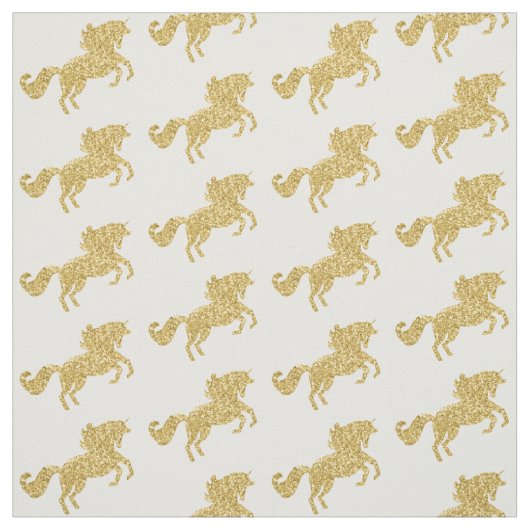 Gold Glitter Unicorn Fabric Stof (Swatch)