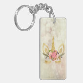 Gold Glitter Unicorn Face, Bokeh Sleutelhanger (Voorkant Links)