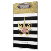 Gold Glitter Unicorn Face, Stripes - op maat gemaa Klembord (Links)