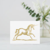 Gold Glitter Unicorn Fantasy Briefkaart (Staand voorkant)