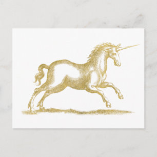 Gold Glitter Unicorn Fantasy Briefkaart