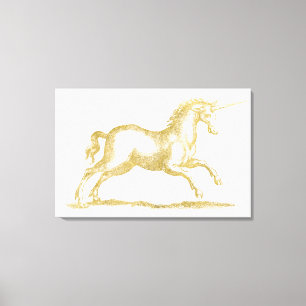 Gold Glitter Unicorn Fantasy Canvas Afdruk