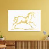 Gold Glitter Unicorn Fantasy Canvas Afdruk (Insitu (Woonkamer))