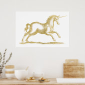 Gold Glitter Unicorn Fantasy Poster (Keuken)