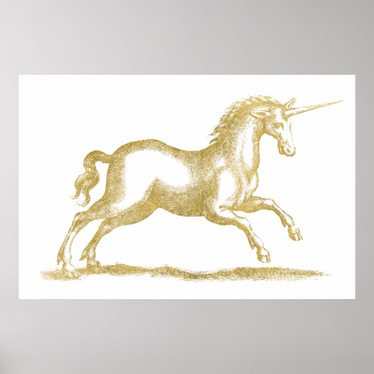 Gold Glitter Unicorn Fantasy Poster (Voorkant)