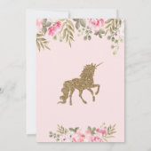 Gold Glitter Unicorn Floral Baby shower Kaart (Achterkant)