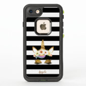 Gold Glitter Unicorn Floral Black White Stripes (Achterkant)