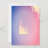 Gold Glitter Unicorn Flowers, Ombre Drift Birthday Kaart (Achterkant)