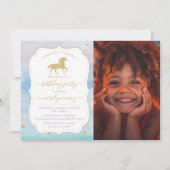 Gold Glitter Unicorn Foto van elke dag Kaart (Voorkant)