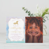 Gold Glitter Unicorn Foto van elke dag Kaart (Staand voorkant)