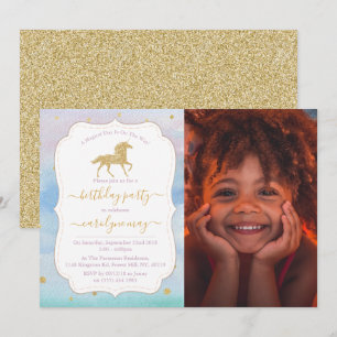 Gold Glitter Unicorn Foto van elke dag Kaart