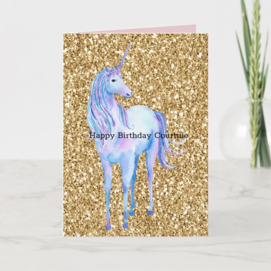 Gold Glitter Unicorn Kaart (Voorkant)