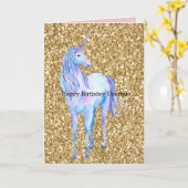 Gold Glitter Unicorn Kaart (Gele Bloem)