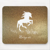 Gold Glitter Unicorn Muismat (Voorkant)