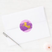 Gold Glitter Unicorn op Roze Ronde Sticker (Envelop)