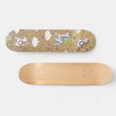 Gold glitter unicorn patroon persoonlijk skateboard (Horizontaal)