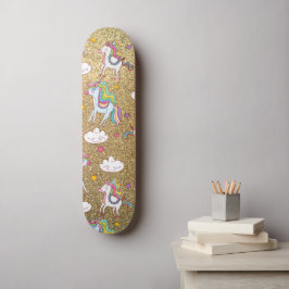Gold glitter unicorn patroon persoonlijk skateboard