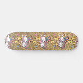 Gold glitter unicorn patroon persoonlijk skateboard (Horizontaal)
