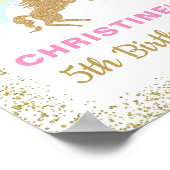 Gold Glitter Unicorn Rainbow Birthday Welkom Poster (Hoek)