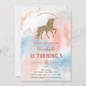 Gold Glitter Unicorn, Waterverf Kaart (Voorkant)