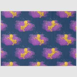 Gold Glitter Unicorns op blauw Tissuepapier