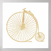 Gold Glitter Unicycle Bike Minimalist Poster (Voorkant)