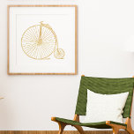 Gold Glitter  Unicycle Bike Minimalist Poster<br><div class="desc">Een eenvoudige,  speelse lijnkunsttekening van een ouderwetse eenwieler in faux goud.</div>