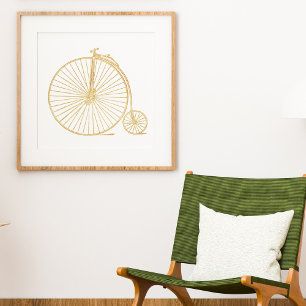 Gold Glitter  Unicycle Bike Minimalist Poster