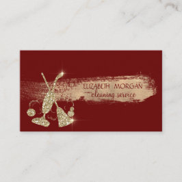 Gold Glitter Vacuum Cleaner, Broom Red Visitekaartje