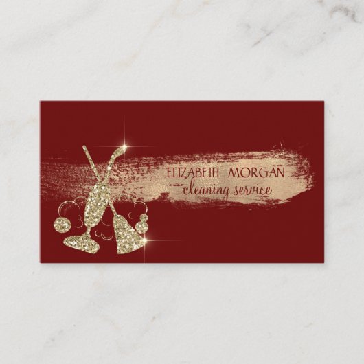 Gold Glitter Vacuum Cleaner, Broom Red Visitekaartje (Voorkant)