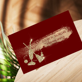 Gold Glitter Vacuum Cleaner, Broom Red Visitekaartje