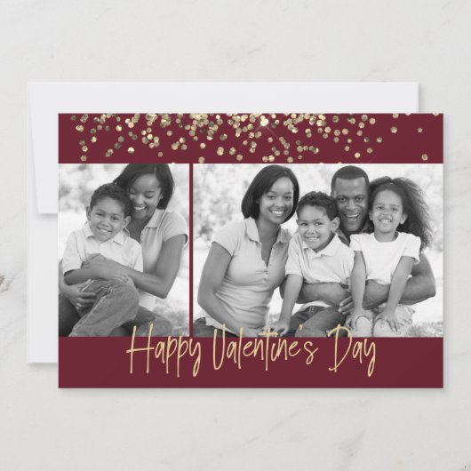 Gold Glitter Valentijnsdag zwart-wit Feestdagenkaart (Voorkant)