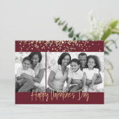 Gold Glitter Valentijnsdag zwart-wit Feestdagenkaart (Staand voorkant)