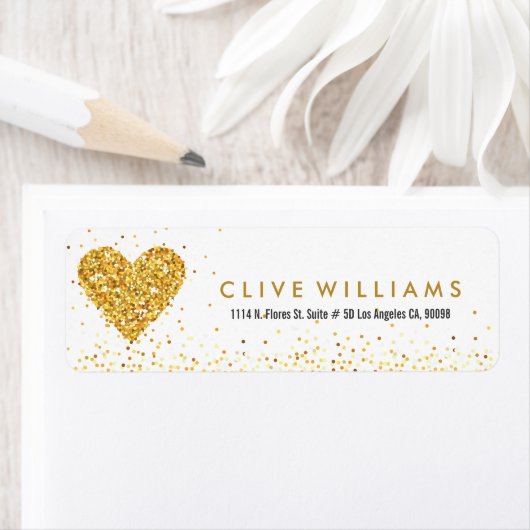 Gold Glitter Valentijnse  Hartillustratie Etiket (Insitu)