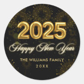 Gold Glitter van de Eve Party van het nieuwe jaar Ronde Sticker (Voorkant)