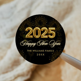 Gold Glitter van de Eve Party van het nieuwe jaar Ronde Sticker