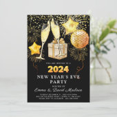 Gold Glitter van het nieuwjaarsfeest op zwart Kaart (Staand voorkant)