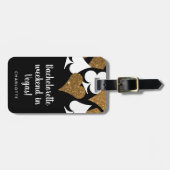 Gold Glitter Vegas Bachelorette Party Bagagelabel (Voorkant horizontaal)