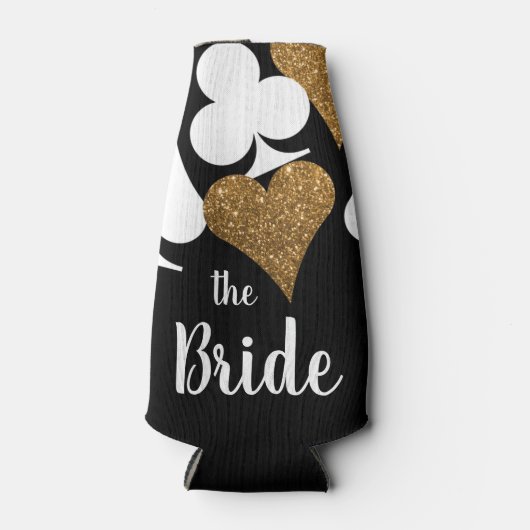 Gold Glitter Vegas Bride Custom Bottle Cooler (Voorkant)