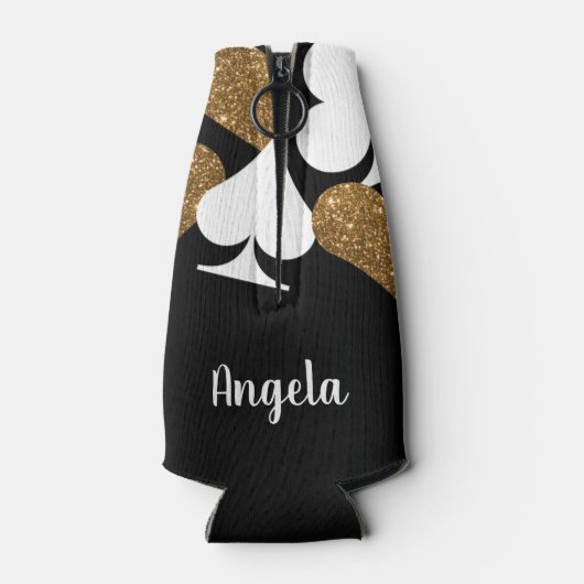 Gold Glitter Vegas Bride Custom Bottle Cooler (Achterkant)